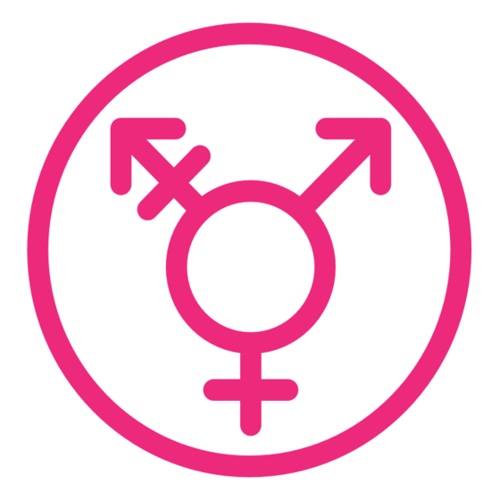 Öffnet den Servicebereich "Diskriminierungssensible Workshops". Beschreibung: Rosa Transgender-Symbol in einem rosa Kreis auf weißem Hintergrund. 